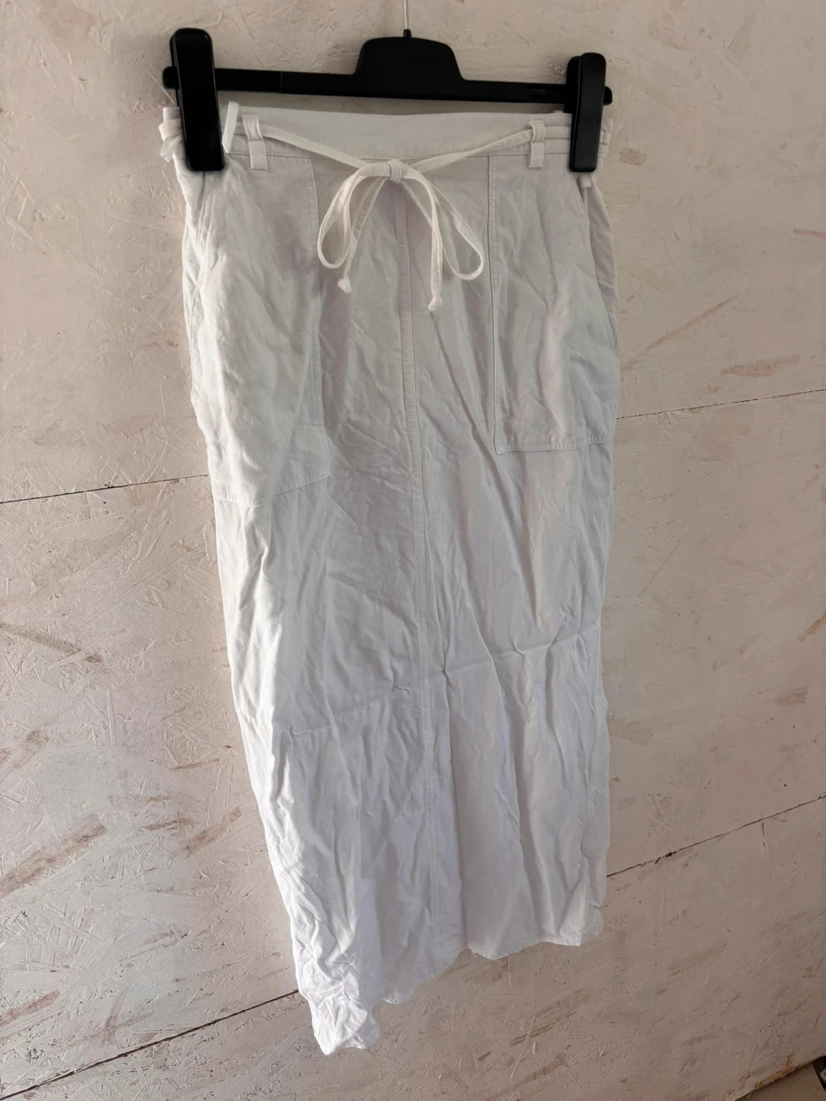 Falda larga fluida de lino y viscosa blanca Canda (C&A) Talla 38 (estimada) Muy buen estado – photo 2